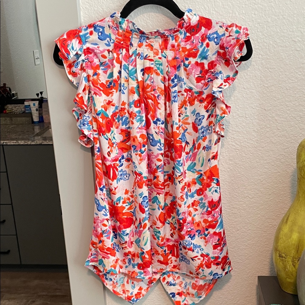 SHEIN Multicolor Floral Ruffle Blouse